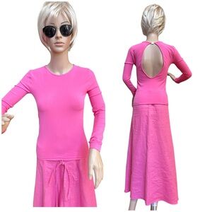 United Colors of Benetton Pink High Stretch Open Back Top, One Size